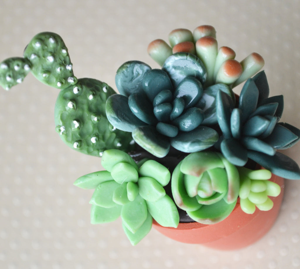 plastic succulent plants Faux Succulent Arrangement, Polymer Clay Mini Plant , DIVINITY