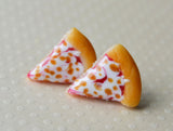 Cheese Pizza Slice Earrings, Polymer Clay Mini Food Stud Earrings