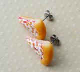 Cheese Pizza Slice Earrings, Polymer Clay Mini Food Stud Earrings