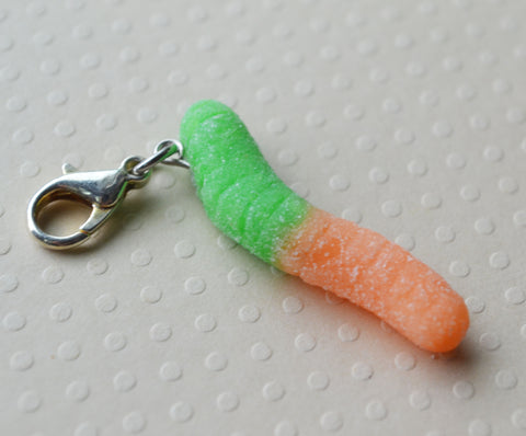 Gummie Worm Charm, Key Chain, Stitch Marker