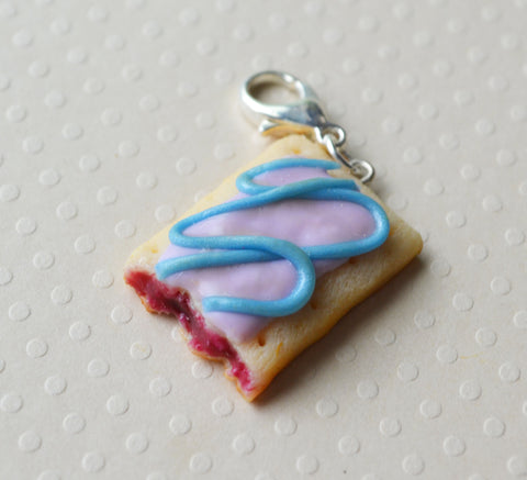 Wild Berry Breakfast Toaster Pastry Charm, Key Chain, Stitch Marker, Polymer Clay Mini Food
