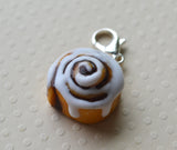 Cinnamon Roll Charm, Key Chain, Stitch Marker, Polymer Clay Miniature Food