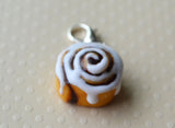 Cinnamon Roll Charm, Key Chain, Stitch Marker, Polymer Clay Miniature Food