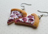 Pepperoni Pizza Hook Earrings, Mini Food Polymer Clay Dangle earrings