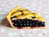 Blueberry Pie Slice Miniature Food Magnet, Polymer Clay