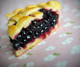 Blueberry Pie Slice Miniature Food Magnet, Polymer Clay