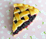 Blueberry Pie Slice Miniature Food Magnet, Polymer Clay