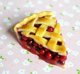 Cherry Pie Slice Miniature Food Fridge Magnet, Polymer Clay