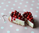 Cherry Cheesecake Earrings,  Polymer Clay Dessert Jewelry