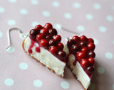Cherry Cheesecake Earrings,  Polymer Clay Dessert Jewelry