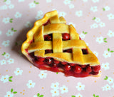 Cherry Pie Slice Miniature Food Fridge Magnet, Polymer Clay