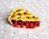 Cherry Pie Slice Miniature Food Fridge Magnet, Polymer Clay