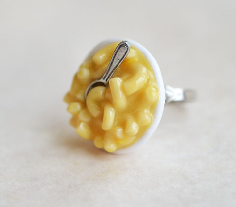 Macaroni and Cheese Polymer Clay Adjustable Ring