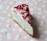Raspberry Swirl Cheesecake Slice Miniature Foodie Fridge Magnet, Polymer Clay