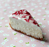 Raspberry Swirl Cheesecake Slice Miniature Foodie Fridge Magnet, Polymer Clay