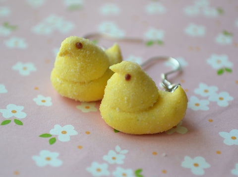 Easter Marshmallow chicks dangle earrings
