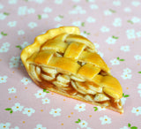 Apple Pie Miniature Dessert Fridge Magnet Home Decor Food Art, Polymer Clay