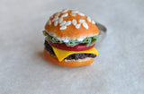 Cheeseburger Polymer Clay Food Adjustable Ring