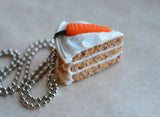 Carrot Cake Slice Dessert Necklace, Polymer Clay