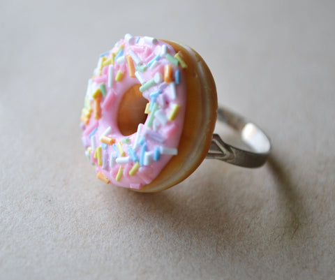 Pastel Doughnut Polymer Clay Adjustable Ring