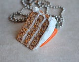Carrot Cake Slice Dessert Necklace, Polymer Clay