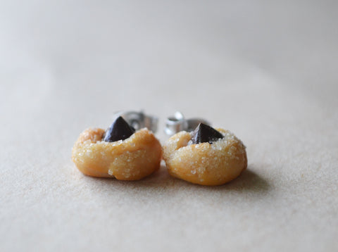 Peanut Butter Blossom Cookie Polymer Clay Stud Earrings