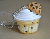 Chocolate Chip Cookie Cupcake Necklace, Polymer Clay Dessert Jewelry