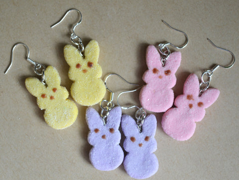Marshmallow Bunny Hook Earrings