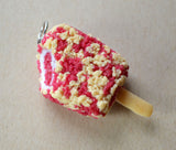 Strawberry Short Cake Ice Cream Bar Charm, Stitch Marker, Key Chain, Polymer Clay