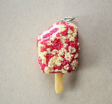 Strawberry Short Cake Ice Cream Bar Charm, Stitch Marker, Key Chain, Polymer Clay