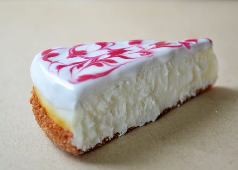 Raspberry Swirl Cheesecake Slice Miniature Foodie Fridge Magnet, Polymer Clay