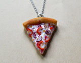 Veggie Pizza Necklace, Pepper and Onion, Polymer Clay Mini Food Necklace