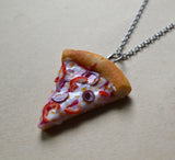 Veggie Pizza Necklace, Pepper and Onion, Polymer Clay Mini Food Necklace