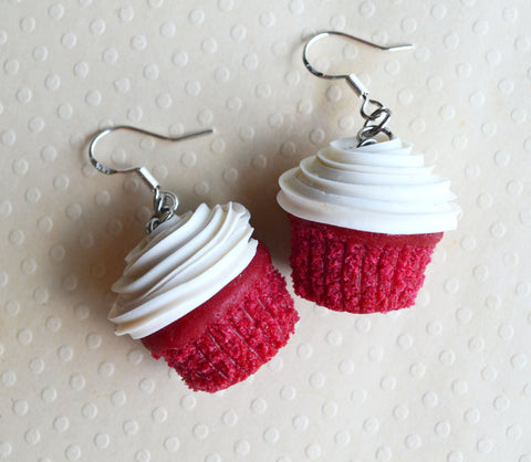 Red Velvet Cupcake Dangle Earrings