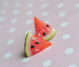 Watermelon Slice Polymer Clay Miniature Food Stud Earrings