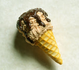 Coffee Ice Cream Cone with Hot Fudge Polymer Clay Food Magnet