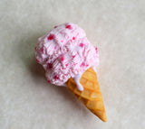 Strawberry Ice Cream Cone Magnet, Polymer Clay Food Magnet