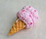 Strawberry Ice Cream Cone Magnet, Polymer Clay Food Magnet