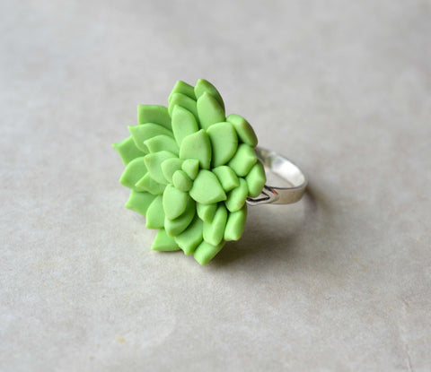 Succulent Ring, Polymer Clay Jewelry