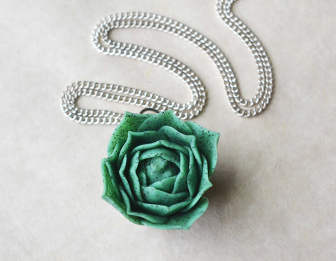 Miniature Succulent Polymer Clay Necklace