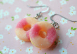 Peach Rings Gummy Hook Dangle Earrings, Polymer Clay Miniature Food Earrings