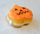 Jackolantern Pumpkin Halloween Doughnut Magnet, Polymer Clay Fridge Magnet