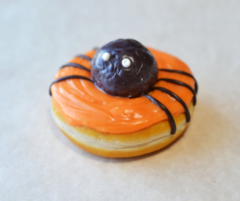 Spooky Spider Halloween Doughnut Magnet, Polymer Clay Fridge Magnet