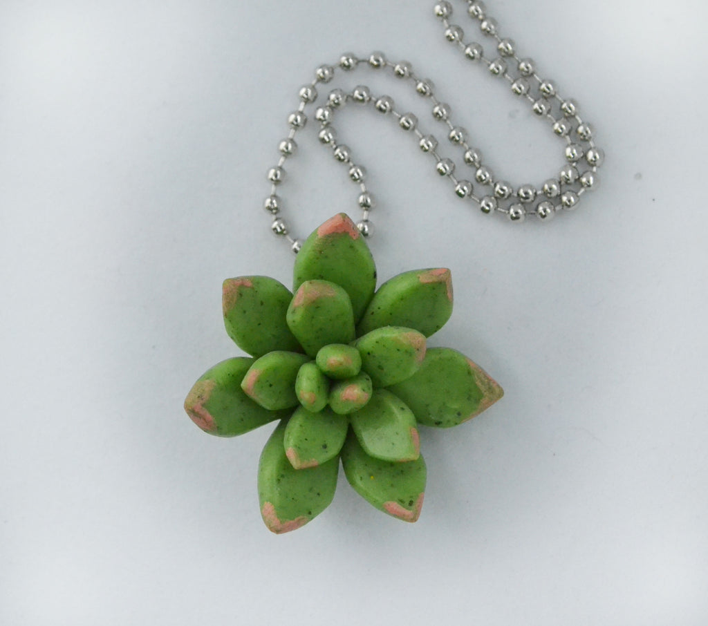 succulent pendant Granite texture Miniature Succulent Necklace 18" link