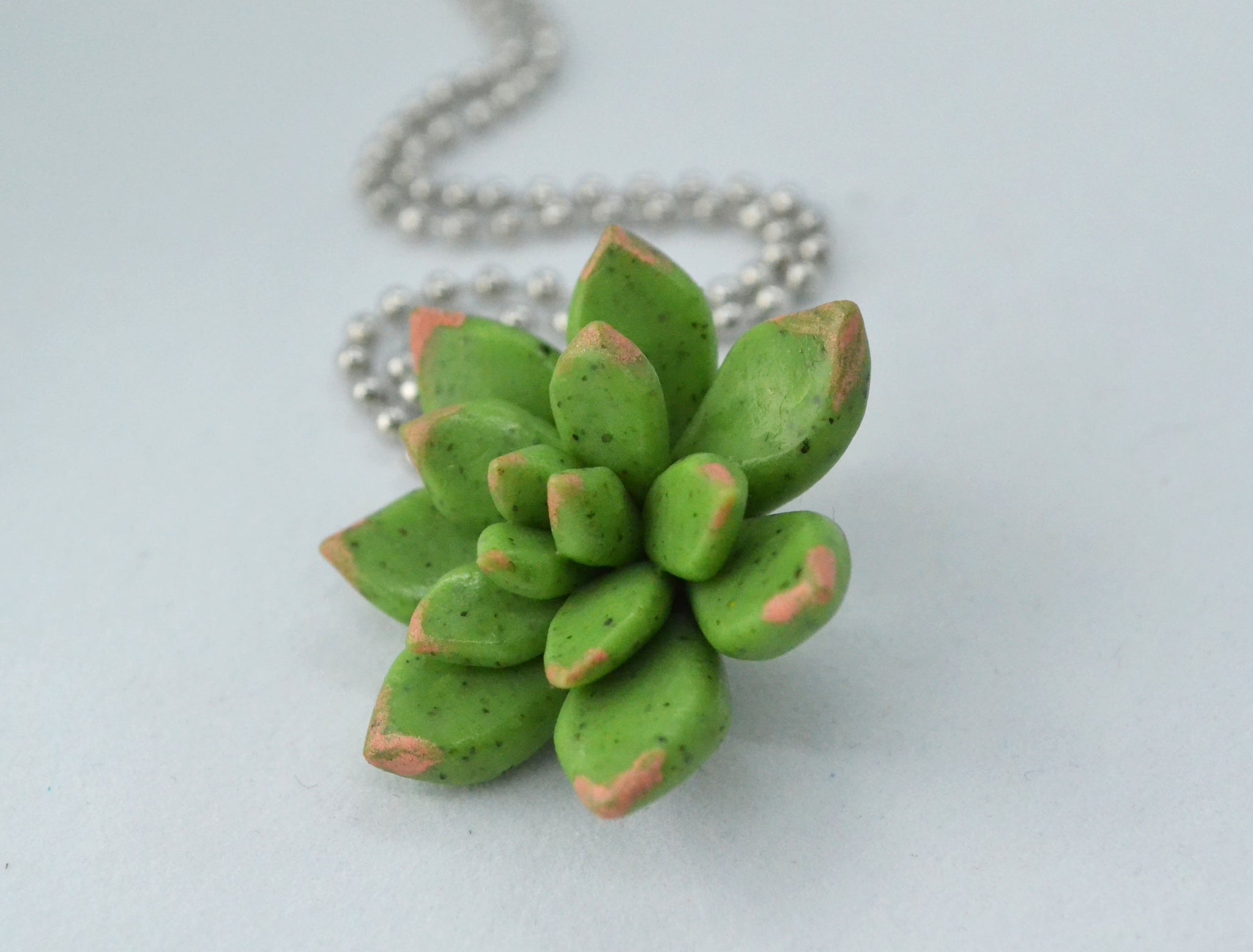 succulent plant necklace Granite texture Miniature Succulent Necklace 18" link