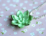 Miniature Succulent Plant Polymer Clay Necklace