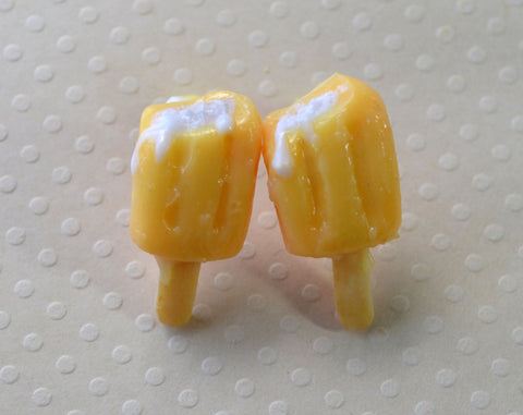 Orange Creamsicle Ice Cream Bar Stud Earrings