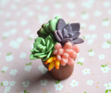 Polymer Clay Mini Succulent Potted Plant Arrangement Magnet
