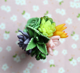 Polymer Clay Cactus Succulent Plat Arrangement in Mini Terracotta Pot Magnet