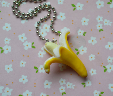 Polymer Clay Miniature Banana Foodie Necklace